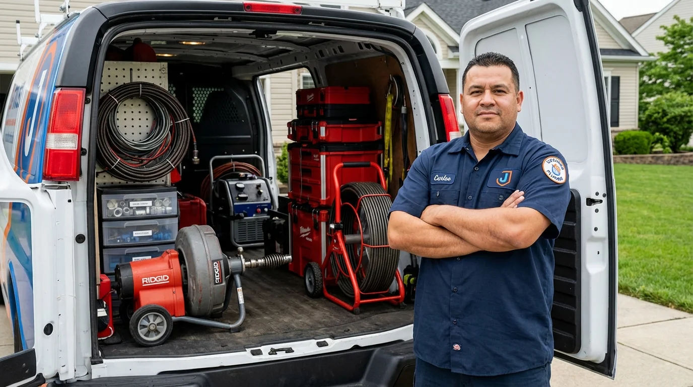 Professional drain cleaning equipment and Johns Plumbing LLC plumber in Saint Peters
