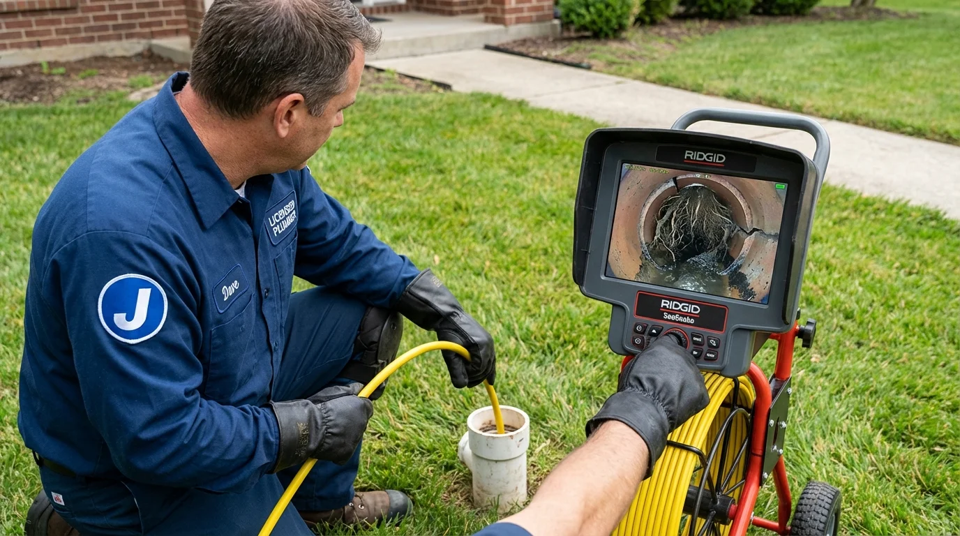 Sewer camera inspection being performed by Johns Plumbing LLC in Saint Peters
