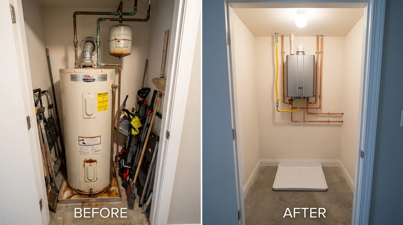 Tank water heater versus wall-mounted tankless unit comparison for Saint Peters, MO homeowners